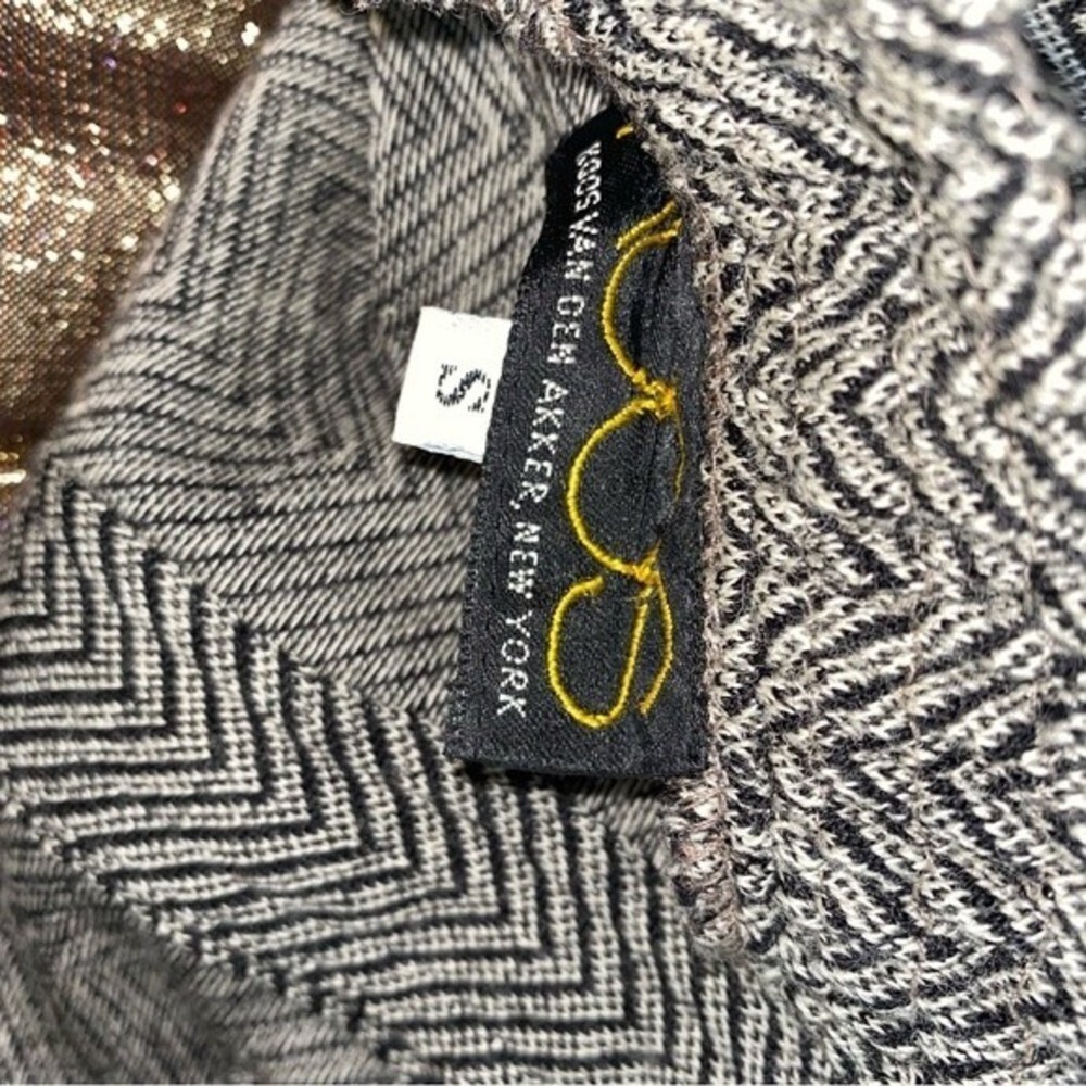 Rare Vintage KOOS Van Den Akker New York Metallic Lace Overly Button Sweater S - Picture 5 of 15